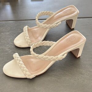Porte & Paire White / Cream Braided Strap Heels 39